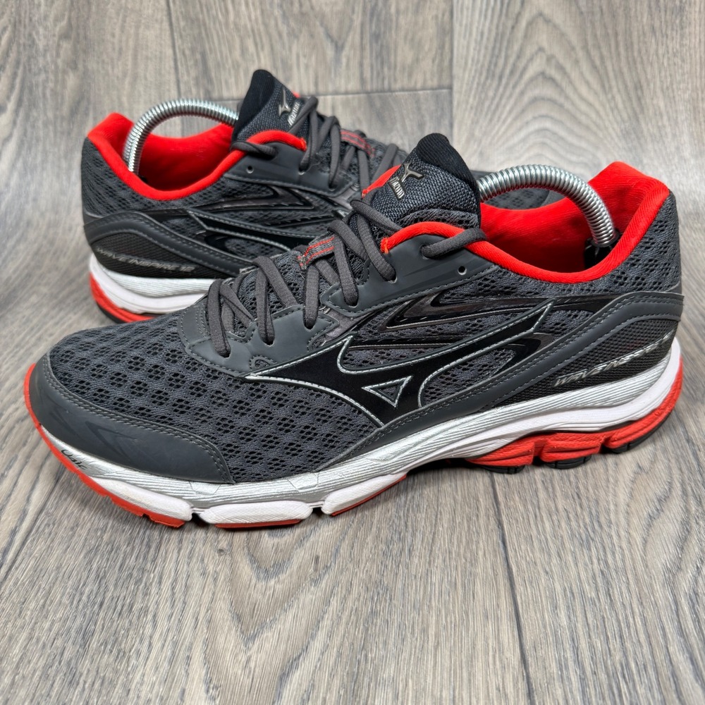 Mizuno Wave Inspire 12 Running Shoes Mens 10 Grey Red J1GC1644 Stable Supportive
